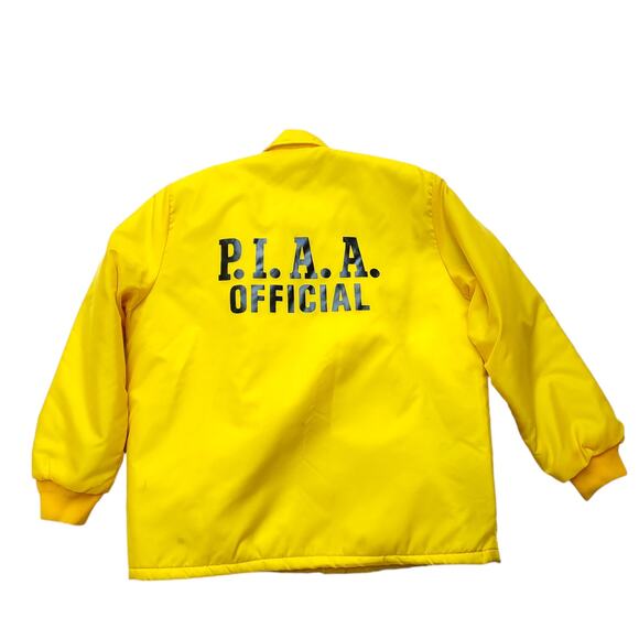 Vintage PIAA Official Yellow Nylon Jacket Shearling Lined Football P.I.A.A. Sz L - Picture 7 of 12
